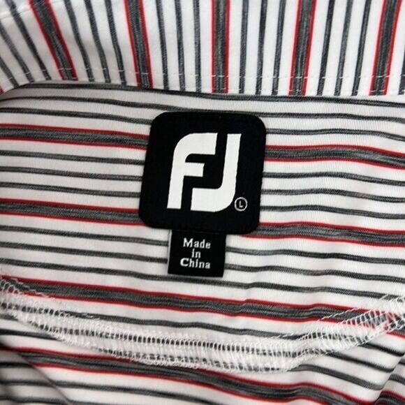 FJ Foot Joy Polo Shirt Mens Large Striped Embroidered Logo Stretch Golf Casual - Picture 6 of 11